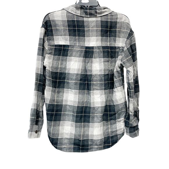 Wild Fable Women's Oversized Boyfriend Fit Black White Plaid Button-Up XXS - Picture 3 of 6